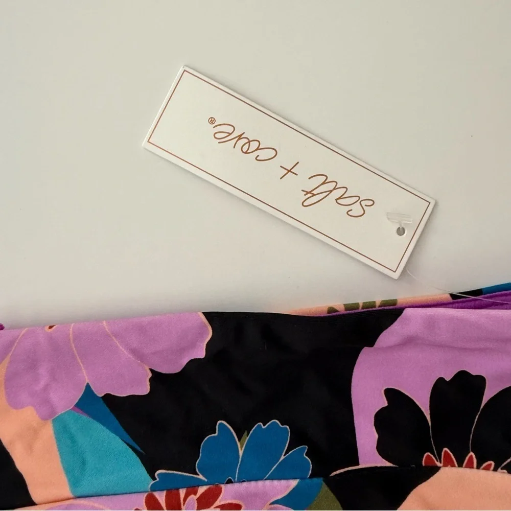 Salt + Cove Bikini Bottom Junior Size XL Multi Purple Abstract Floral Swim NWT